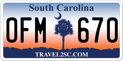 SC license plate OFM670