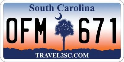 SC license plate OFM671