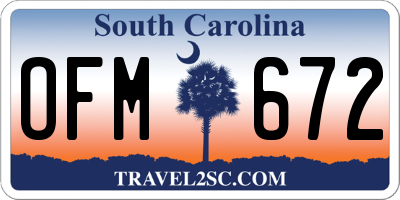 SC license plate OFM672