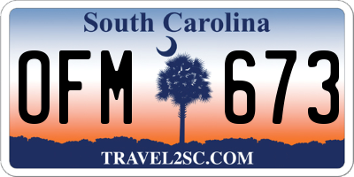 SC license plate OFM673