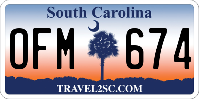 SC license plate OFM674