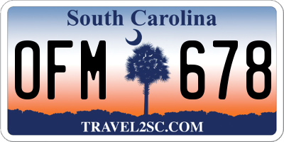 SC license plate OFM678