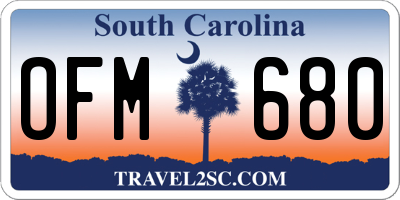 SC license plate OFM680