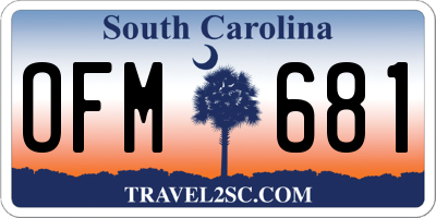 SC license plate OFM681