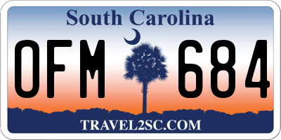 SC license plate OFM684