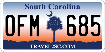SC license plate OFM685