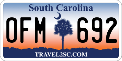 SC license plate OFM692