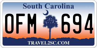 SC license plate OFM694