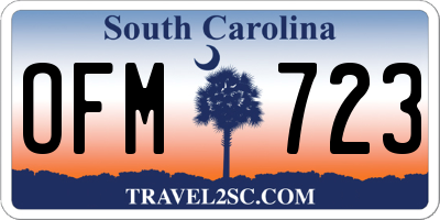 SC license plate OFM723