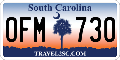 SC license plate OFM730