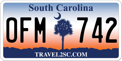 SC license plate OFM742