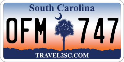 SC license plate OFM747