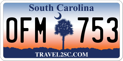 SC license plate OFM753