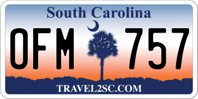 SC license plate OFM757