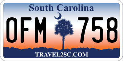 SC license plate OFM758