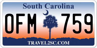 SC license plate OFM759