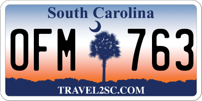 SC license plate OFM763