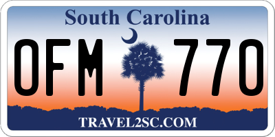 SC license plate OFM770