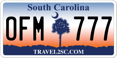 SC license plate OFM777
