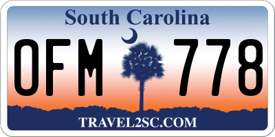 SC license plate OFM778