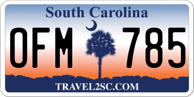 SC license plate OFM785