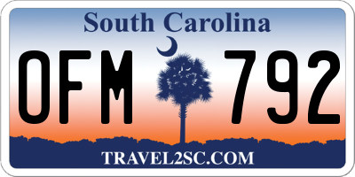 SC license plate OFM792