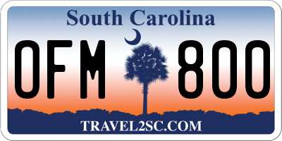 SC license plate OFM800