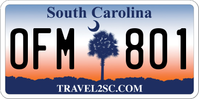 SC license plate OFM801