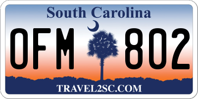 SC license plate OFM802