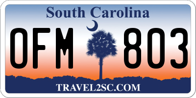 SC license plate OFM803