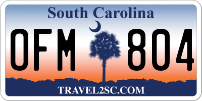 SC license plate OFM804