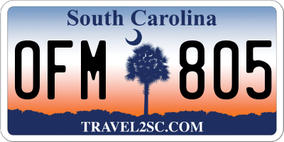 SC license plate OFM805