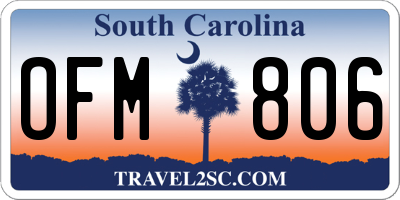 SC license plate OFM806