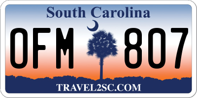SC license plate OFM807