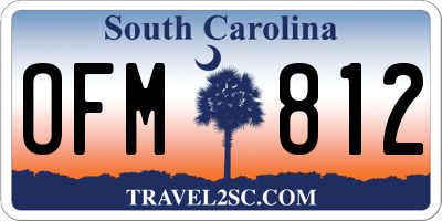 SC license plate OFM812