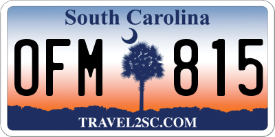 SC license plate OFM815