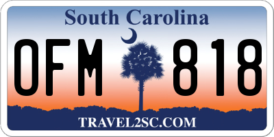 SC license plate OFM818