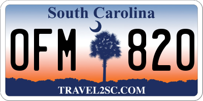 SC license plate OFM820