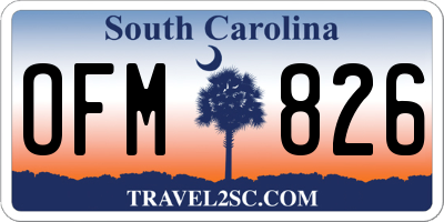 SC license plate OFM826