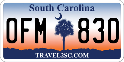 SC license plate OFM830