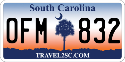 SC license plate OFM832