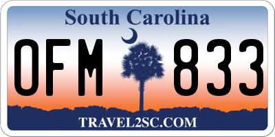 SC license plate OFM833