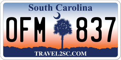 SC license plate OFM837