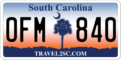 SC license plate OFM840