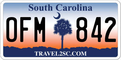 SC license plate OFM842