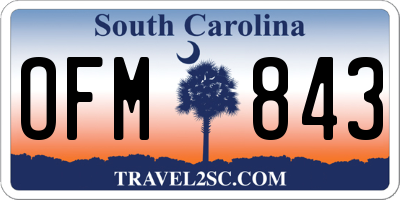 SC license plate OFM843