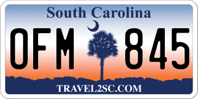 SC license plate OFM845