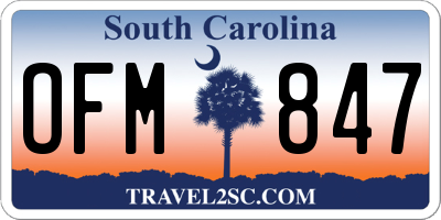 SC license plate OFM847
