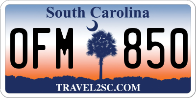 SC license plate OFM850