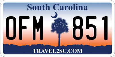 SC license plate OFM851